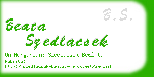 beata szedlacsek business card